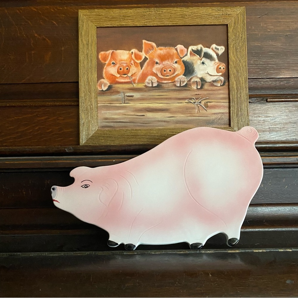 Vintage Ceramiche Leonardo Pig Trivet/Platter/Wall Hanging 7327 Made In Italy